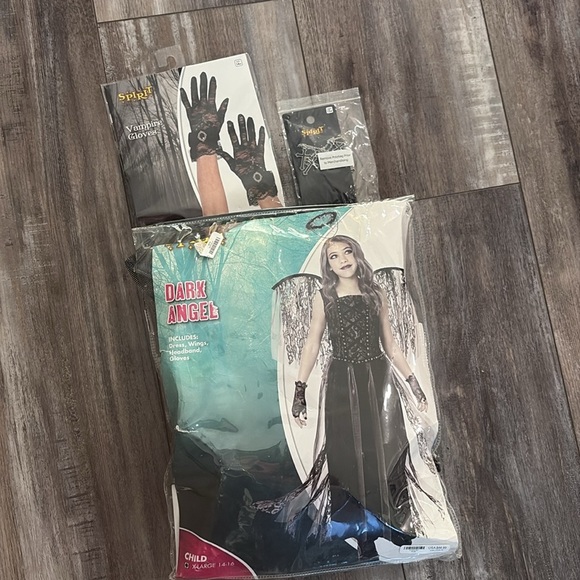 Dark Angel Costume girls goth dress and accessories size XL 14-16 - Picture 8 of 9